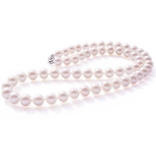lavender colored 7mm round pearl necklace gold clasp