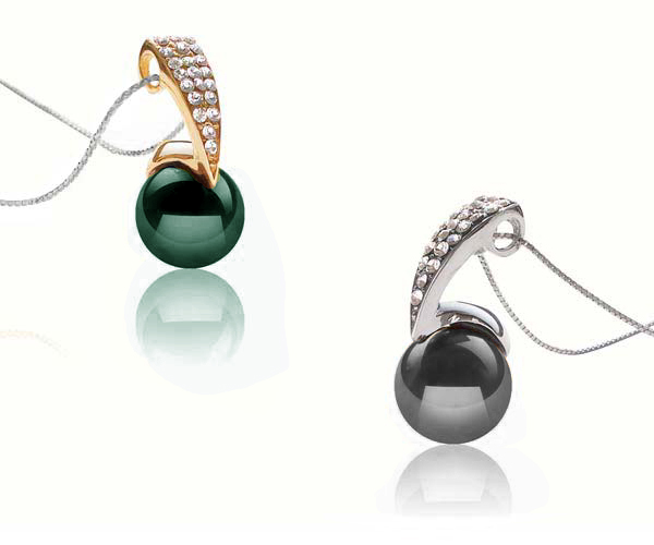 Peacock Black, and Grey Colored 12mm SSS Pearl Pendant