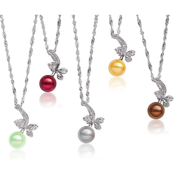 8-9mm Pearl Pendant in Apple Design, 925 Silver Chain