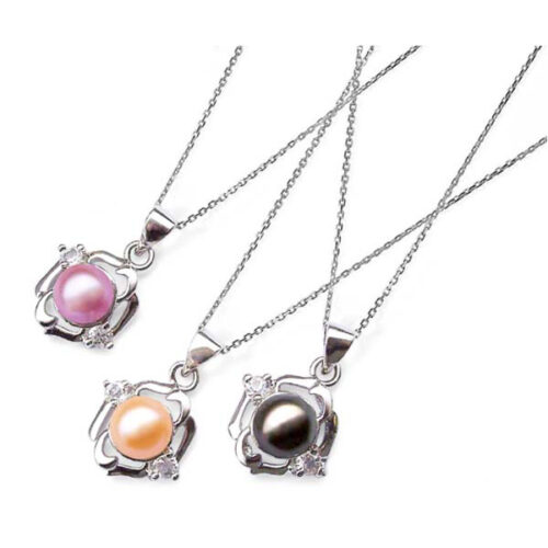7-8mm Symmetrical Pearl Pendant with 16inch Sterling Silver Chain