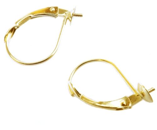 14k Yellow Gold Leverback Pearl Earrings Setting
