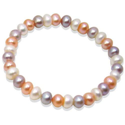 7-8mm Real Pearl Bracelet in White Pink Mauve Multi Colors