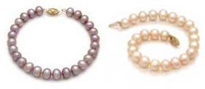 Lavender and Pink 8.5 - 9.5mm Large AA Quality Pearl Bracelets in 14K YG Clasp