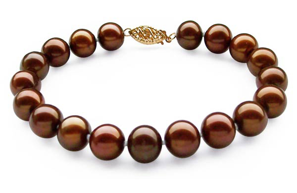 8.5 - 9.5mm Large AA Quality Pearl Bracelet in 14K Gold