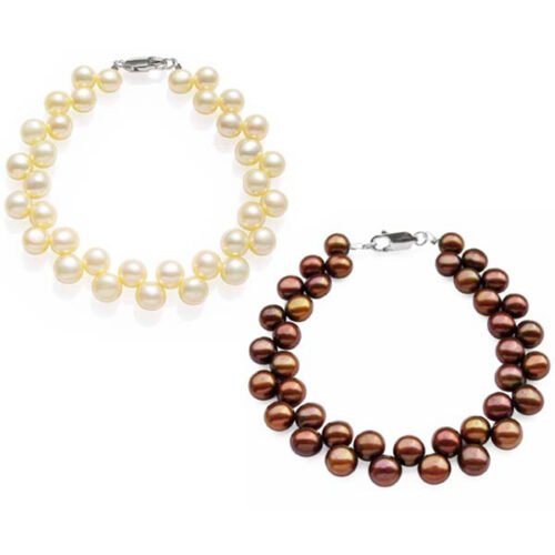 6-7mm High Quality Button Pearl Bracelet Sterling Silver