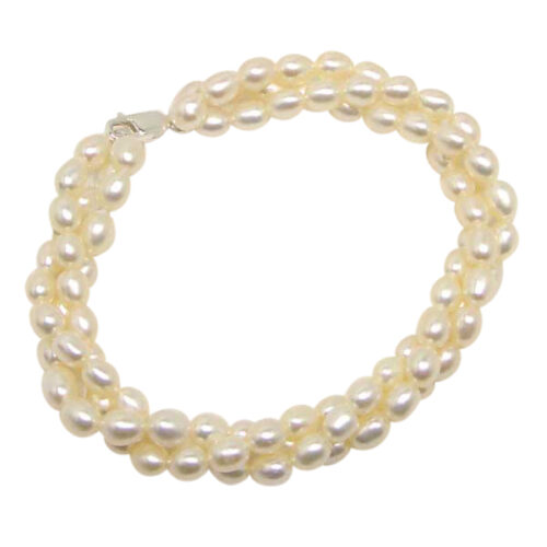 Multi-strand white Rice Pearl Bracelet