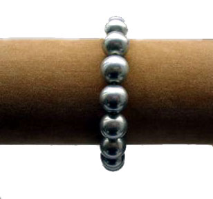 Black 12mm or 14mm SSS Pearl Silver Bracelet in 925 SS