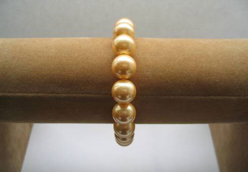 Gold 12mm or 14mm SSS Pearl Silver Bracelet in 925 SS