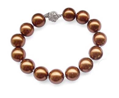 Chocolate 12mm or 14mm SSS Pearl Silver Bracelet in 925 SS
