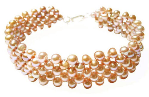 5-row pink pearl bracelet