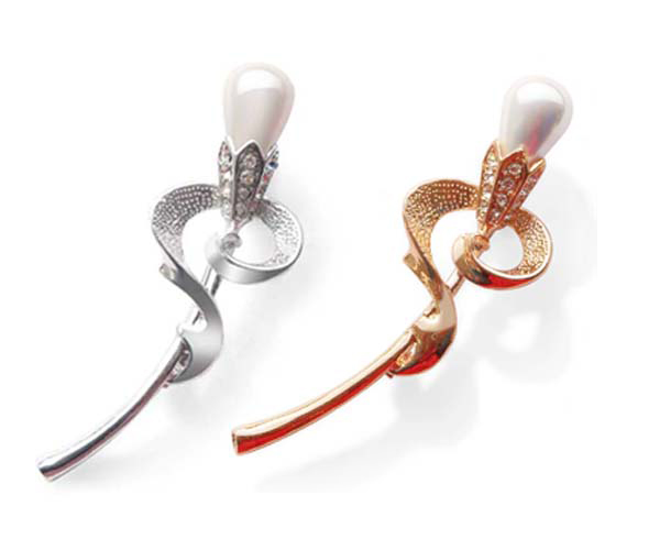 10x14mm Drop Shaped Southsea Shell Pearl Brooch with 18k White or Yellow Gold Overlay