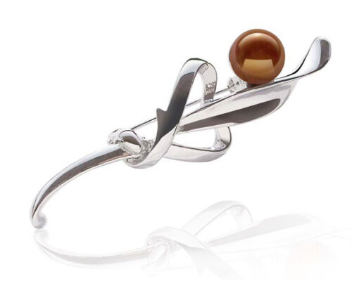 Genuine 8mm Chocolate Pearl Brooch in a Rose with 4 Colors of Pearls