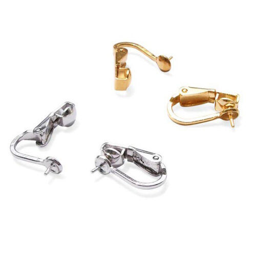 925 Sterling Silver Lever Back Clipped Earrings Setting with 14k White Gold Overlay