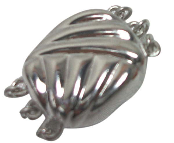 3 Rows 925 Sterling Silver One Touch Pearl Clasp Button Shape