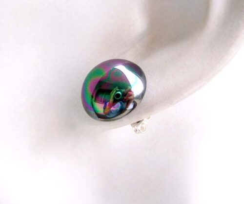 Black 8mm or 10mm Southsea Shell Mabe Pearl Earring Studs 925 Sterling Silver