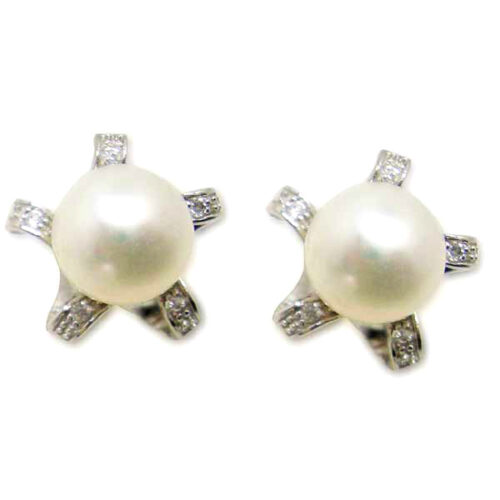 White 9.5-10mm AAA Pearl Sterling Silver Earrings