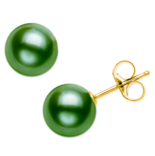 green pearl earrings in 14k or 18k solid gold