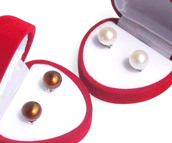 9-9.5mm Large Genuine Pearl Stud Earrings 925 Sterling Silver 4 Colors