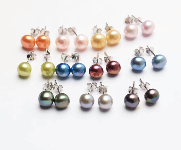 sterling silver pearl studs earrings in all colors