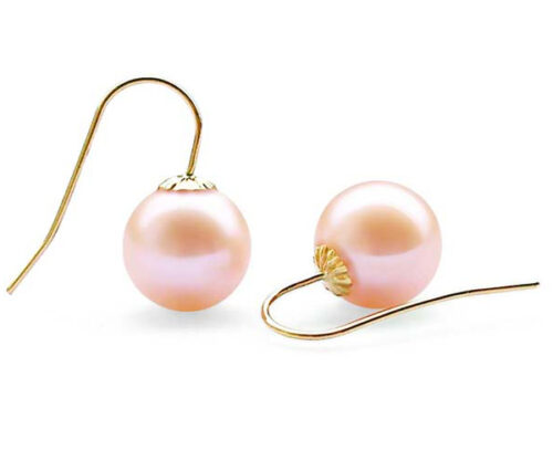 Rare 10-10.5mm Round Pearl Earrings 14k Gold