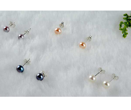 Small or Tiny Button Pearl Studs in Silver Earrings
