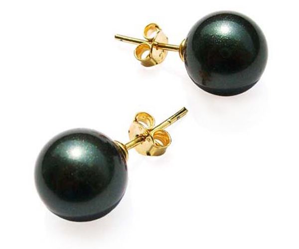 10mm or 12mm Southsea Shell Pearl Stud Earrings in 14k Gold