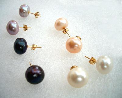 White 10mm Pearl Earrings in 14k White Gold