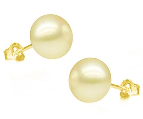 10 - 10.5mm Sized Pearl Earrings in 14k Yellow Gold