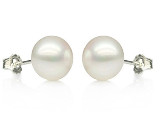 10 - 10.5mm Sized Pearl Earrings in 14k White Gold