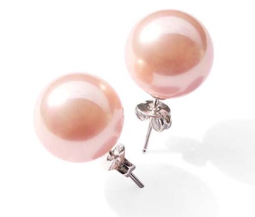 Pink 8mm to 14mm Southsea Shell Pearl 925 Sterling Silver Studs Earrings