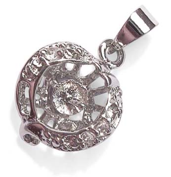 18K White Gold overlay Classical Pendant Setting with Cz Diamonds