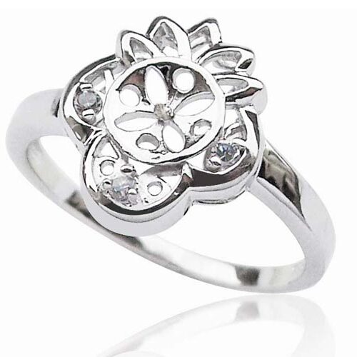 925 Sterling Silver Ring Setting in Flower Design