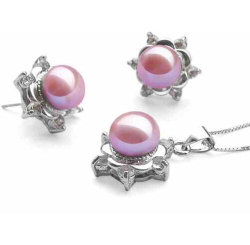 mauve pearl necklace and earrings set