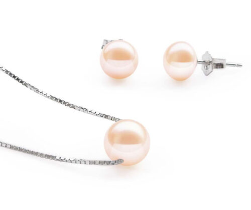 7-8mm Pink Add A Pearl Necklace and Earrings Set