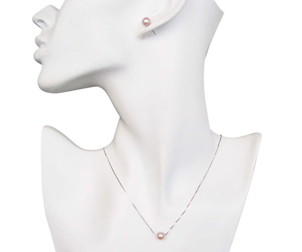 7-8mm Mauve Add A Pearl Necklace and Earrings Set