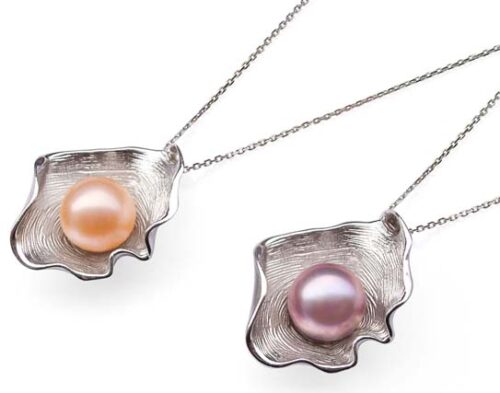 Pink and Mauve 10mm Pearl Sturdy 925 Sterling Silver Pendants