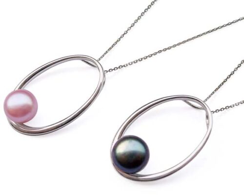 Mauve and Black 10mm Sterling Silver Loop Pendants