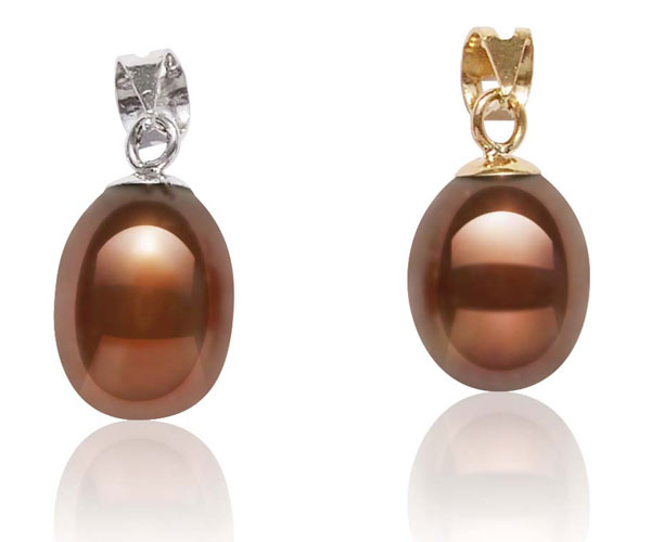 Chocolate 8-9mm Pearl Pendant in 14k Yellow or 14kw Gold