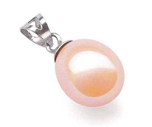 Pink 8-9mm Pearl Pendant in 14k White Gold