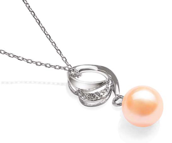 7.5mm Completely Round Pearl Sterling Silver Pendant with 16 inch chain
