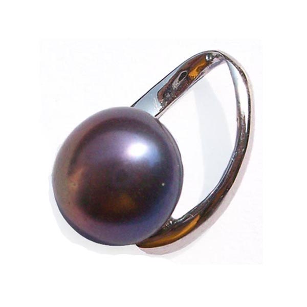 Black 10mm Pearl Silver Pendant
