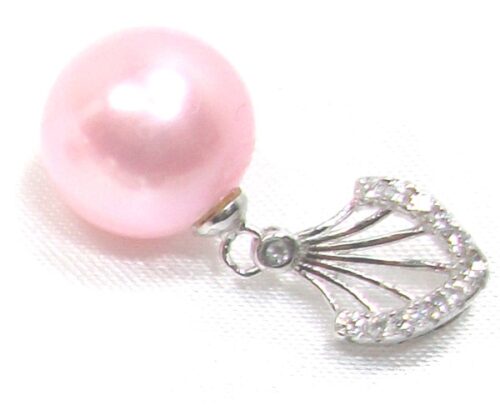Baby Pink Completely Round AAA High Quality 10-11mm 925Sterling Silver Pendant