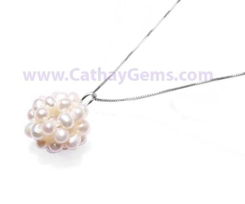 White 3.5-4mm Pearls Pendant with FREE 16inch Long Sterling Silver Chain