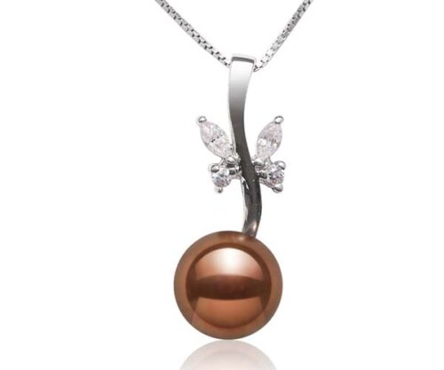 Chocolate Large 10mm Sterling Silver Pendant in CZ Diamonds