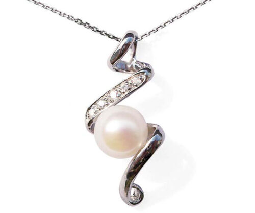 White Large 10mm Pearl Sterling Silver Pendant