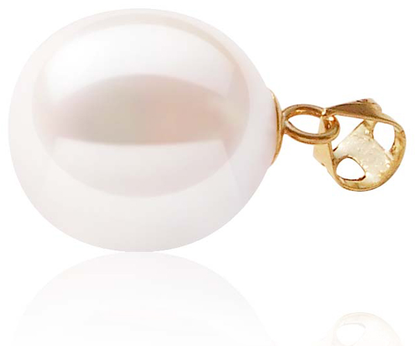White 11-12mm Drop Pearl Pendant, 14K Solid YG