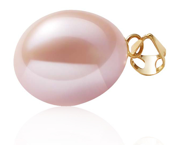 Lavender 11-12mm Drop Pearl Pendant, 14K Solid YG