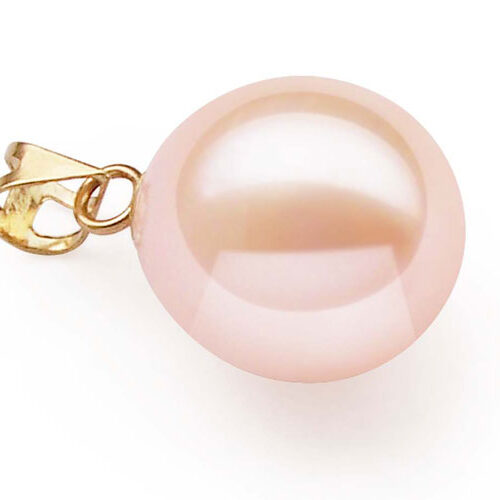 Pink 11-12mm Drop Pearl Pendant, 14K Solid YG