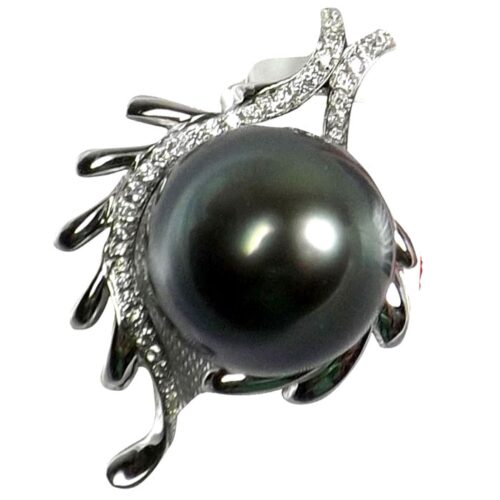 18KWG Diamond Tahitian Pearl Pendant