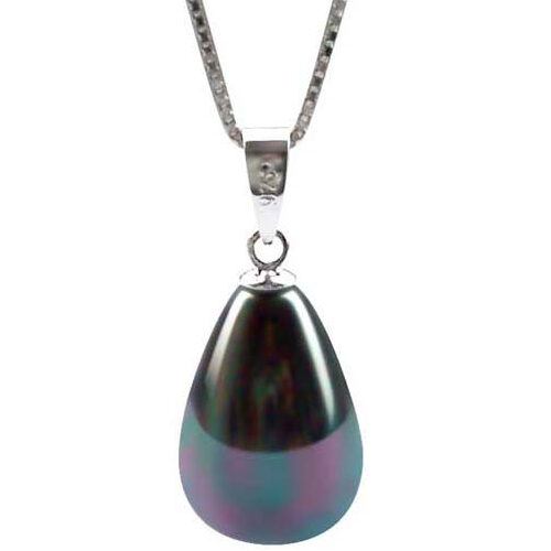 10x14mm Drop Shaped Southsea Shell Pearl Pendant Free 16in Chain